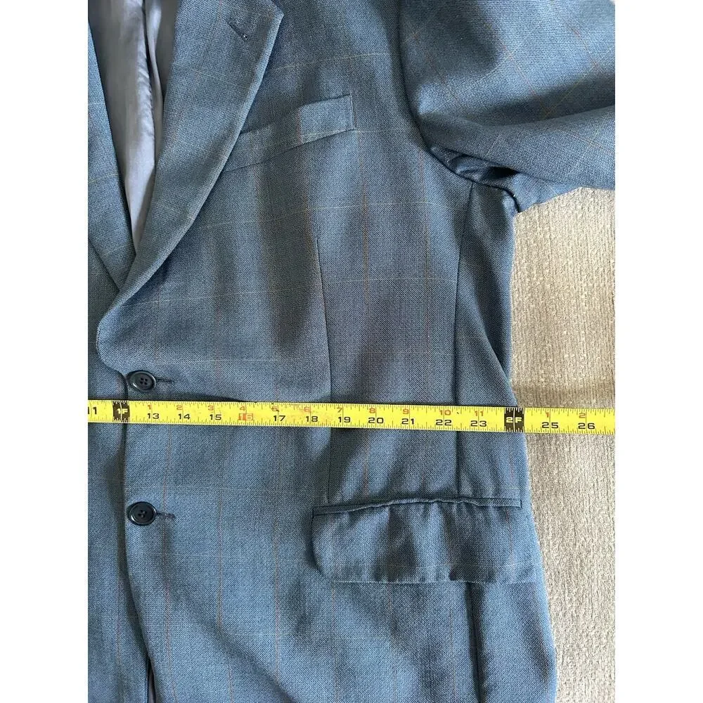 Luigi Bianchi Mantova Men's Wool Silk Jacket Blazer Navy Plaid Italy 48R